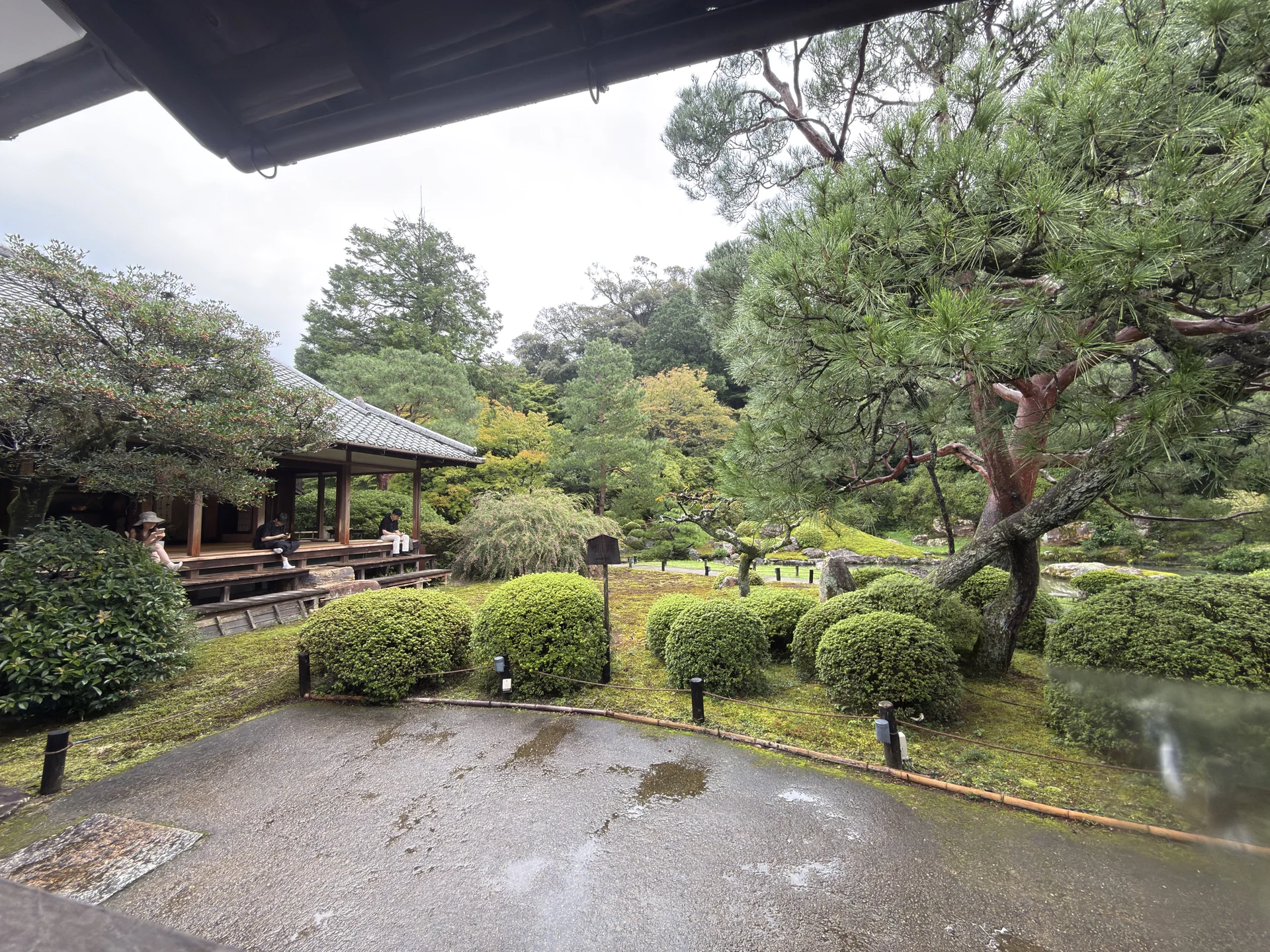 仁和寺：御殿の前の、掃き目のついた砂利の庭