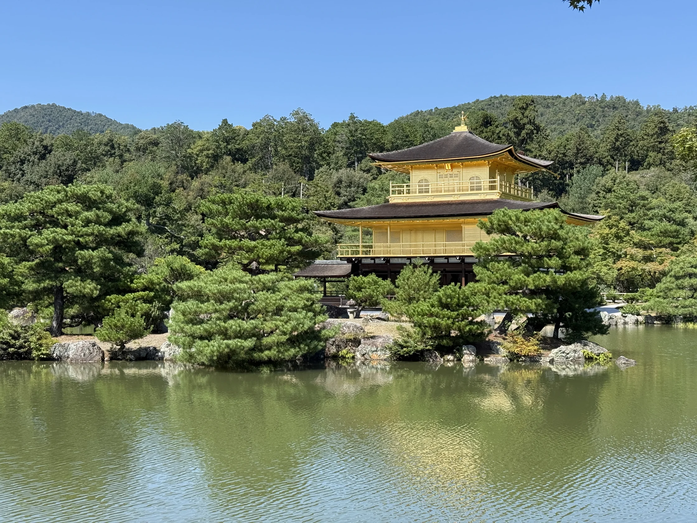 池の対岸から望む金閣寺