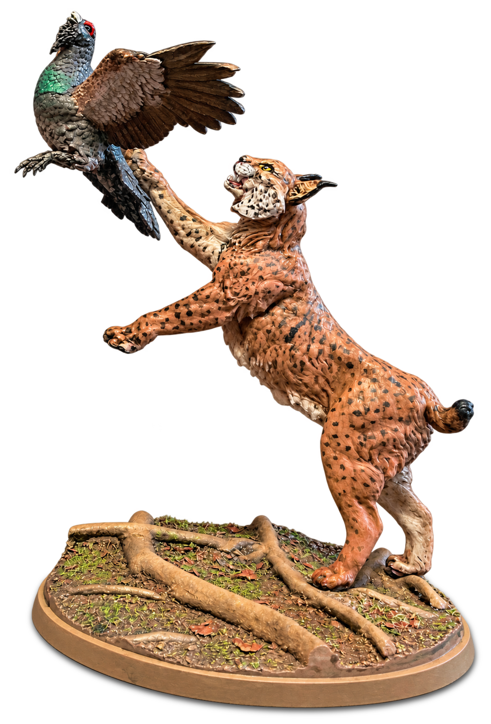 Tenkei de lince ibérico y urogallo, colección de Marcial Yuste Blasco