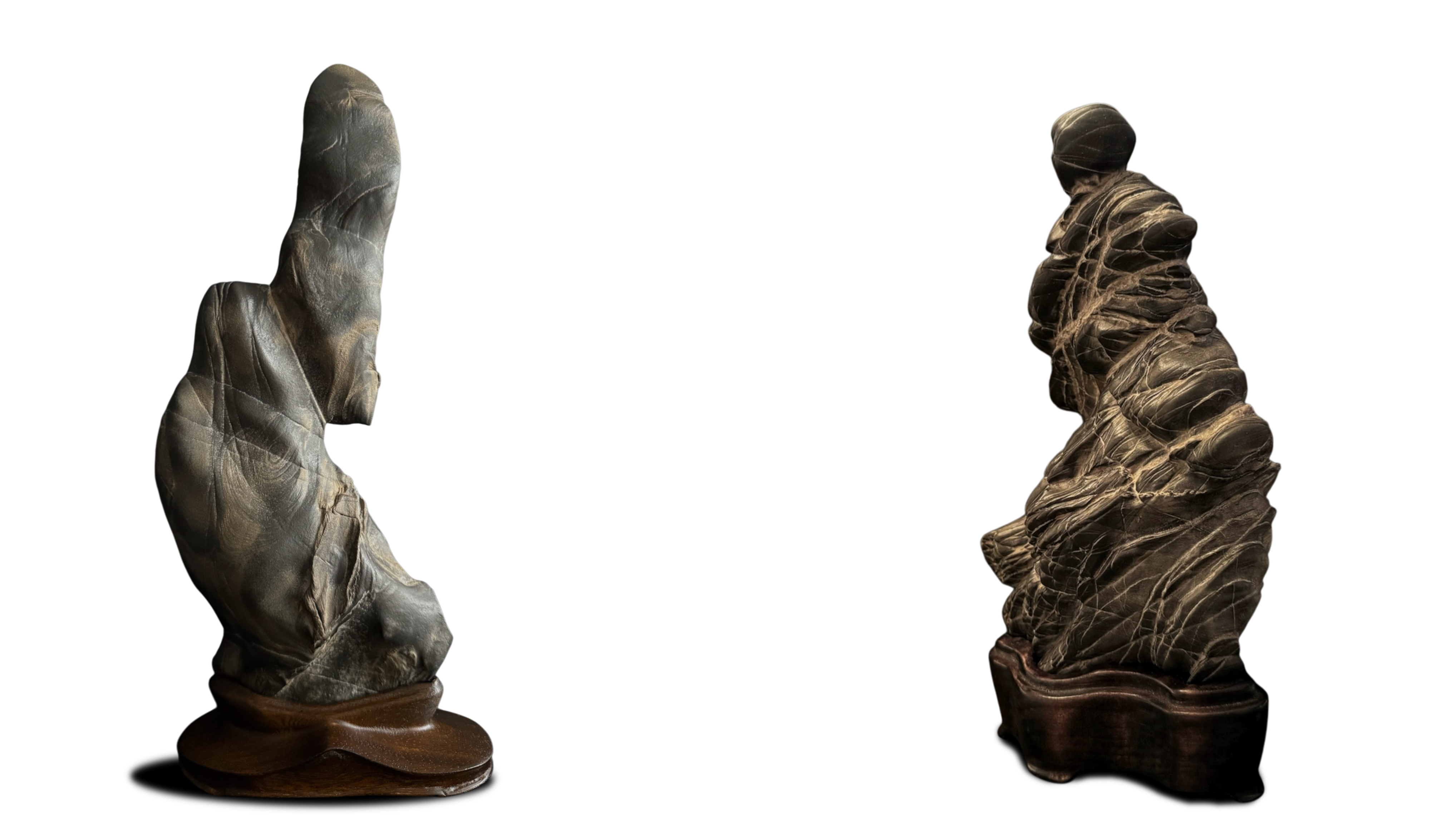 Dos de mis sugata-ishi, piedras de figura de mi colección personal